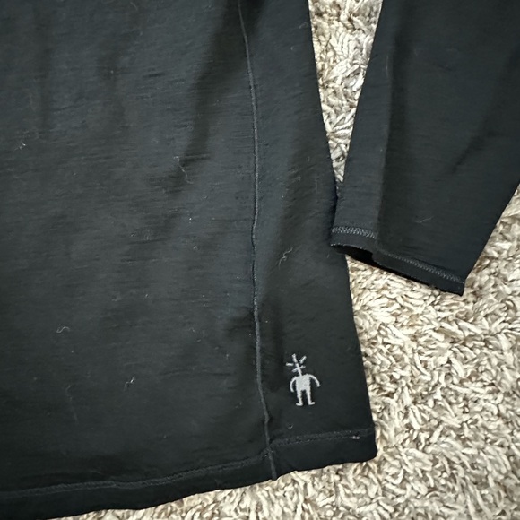 Smartwool micro hoodie Black sz M thin warm wool soft base layer - Picture 3 of 5
